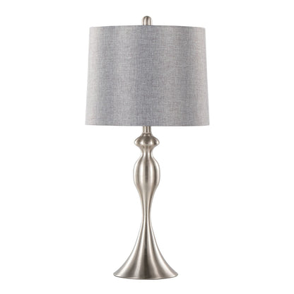 Ashland 27" Contemporary Metal Table Lamp in Brushed Nickel with Grey Textured Linen Shade from Grandview Gallery by - Set of 2