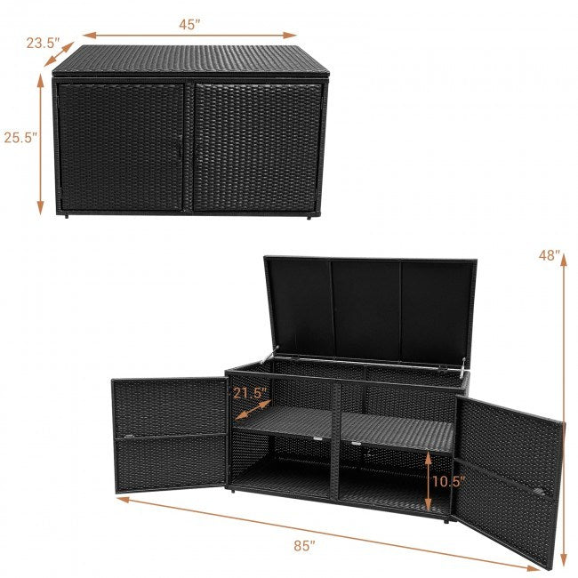 88 Gallon Garden Patio Rattan Storage Container Box