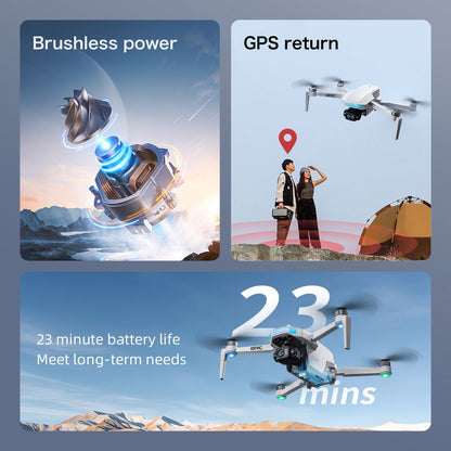 S-X1 GPS Drone, 20-30 Minute Flight, Dual HD 50fps Cameras, 3-Axis Gimbal, 5MP Stabilized Images, Auto Low Power Return, Large Screen Remote