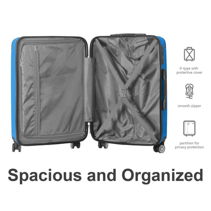 3-Piece Lightweight ABS Hardshell Luggage Set (20", 24", 26") in Deep Blue with Spinner Wheels, TSA Lock, and Adjustable Telescopic Handle - Durable Travel Suitcases