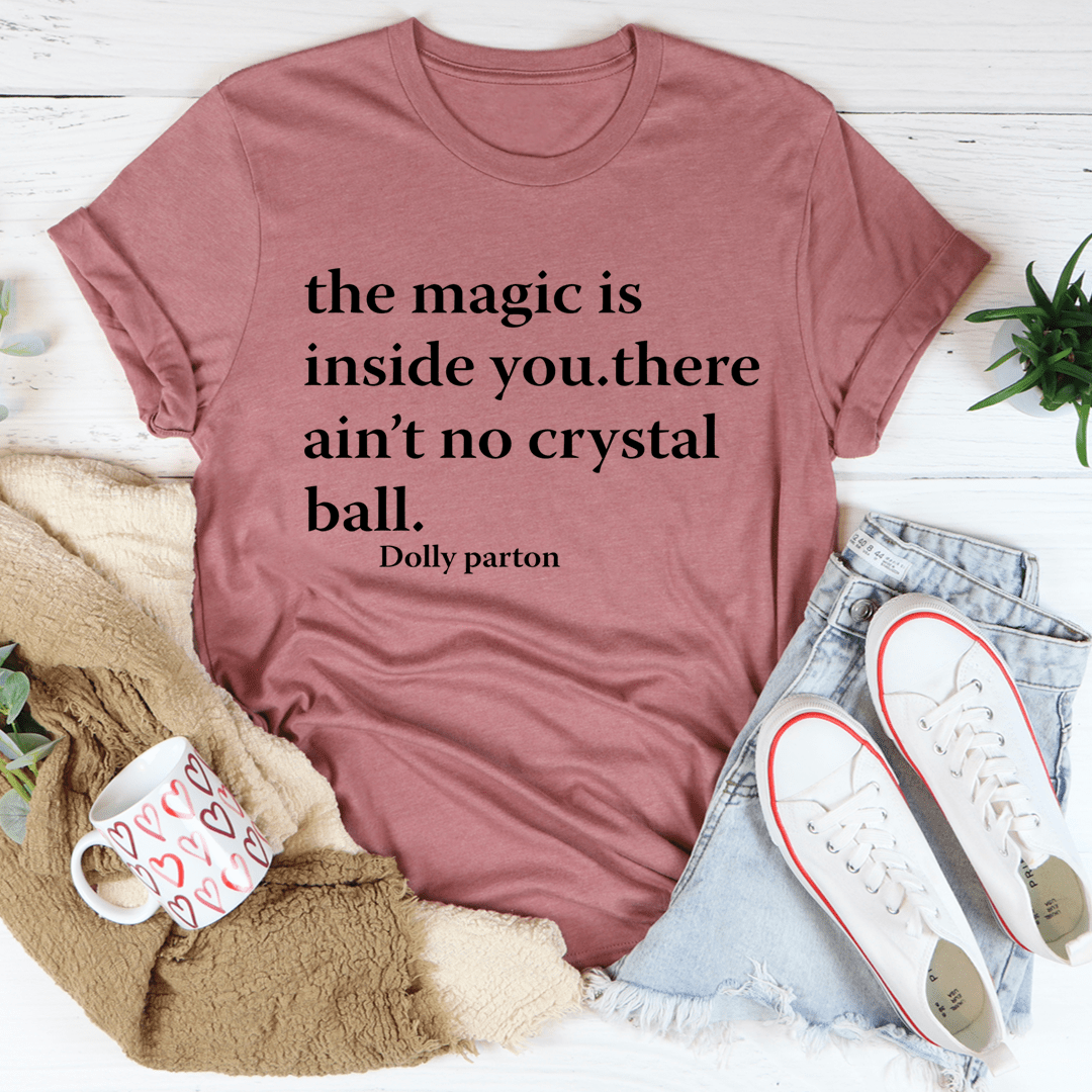 Dusty mauve T-shirt with front quote text print and Dolly Parton name