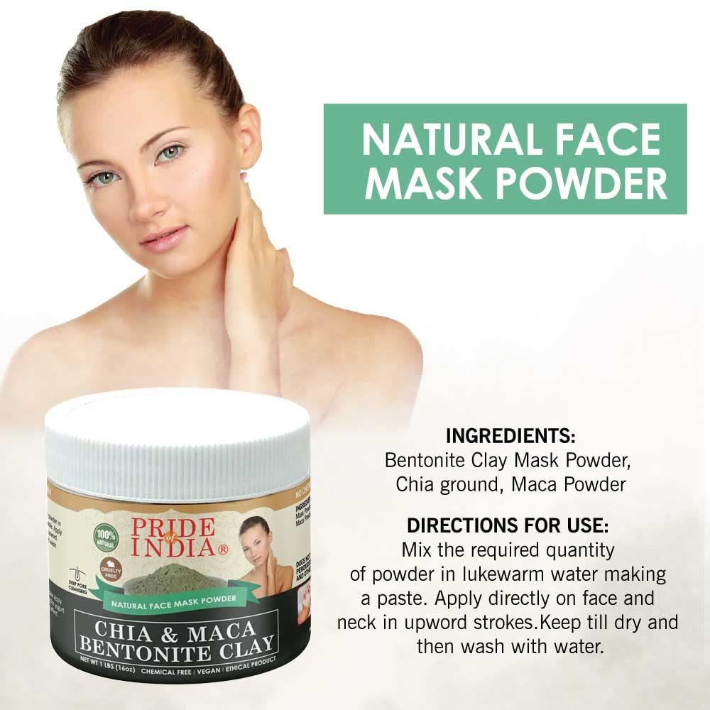 Skincare model with natural face mask powder jar