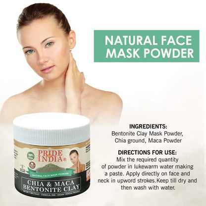 Skincare model with natural face mask powder jar