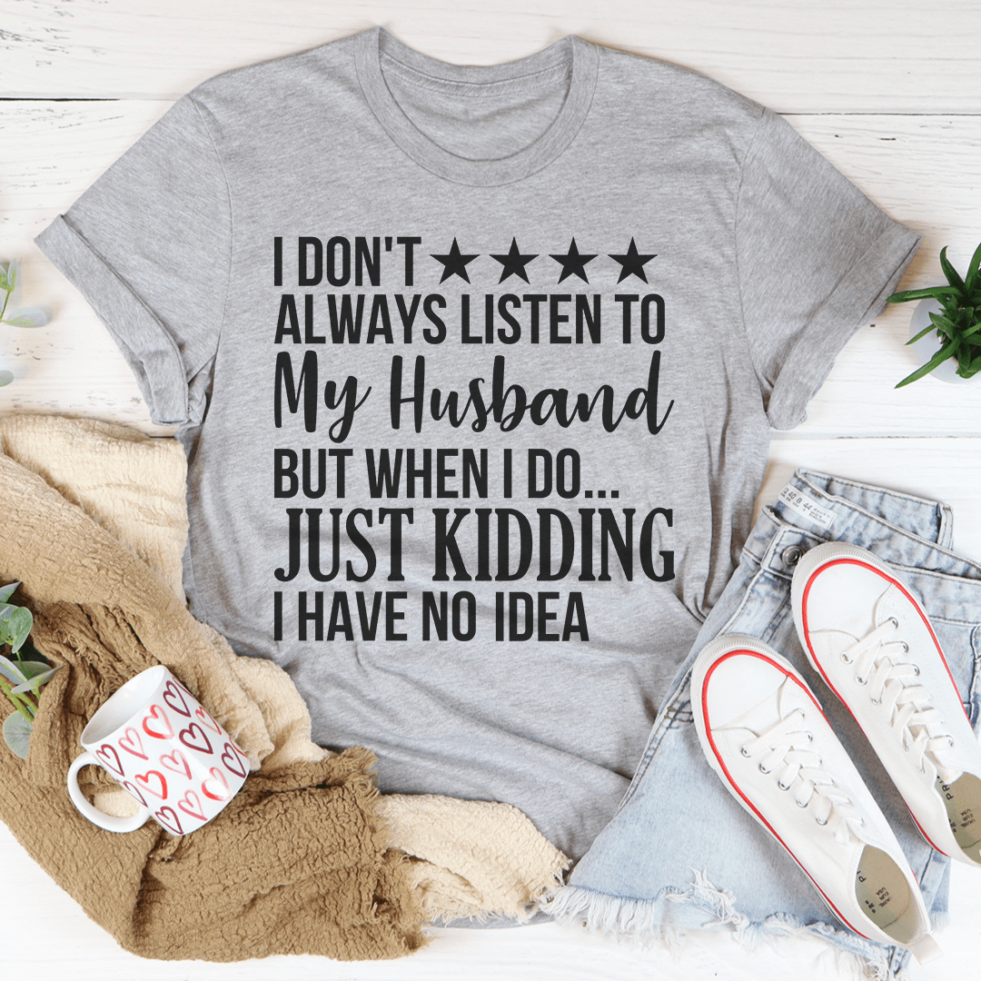 Gray graphic slogan T-shirt with crew neck and short sleeves