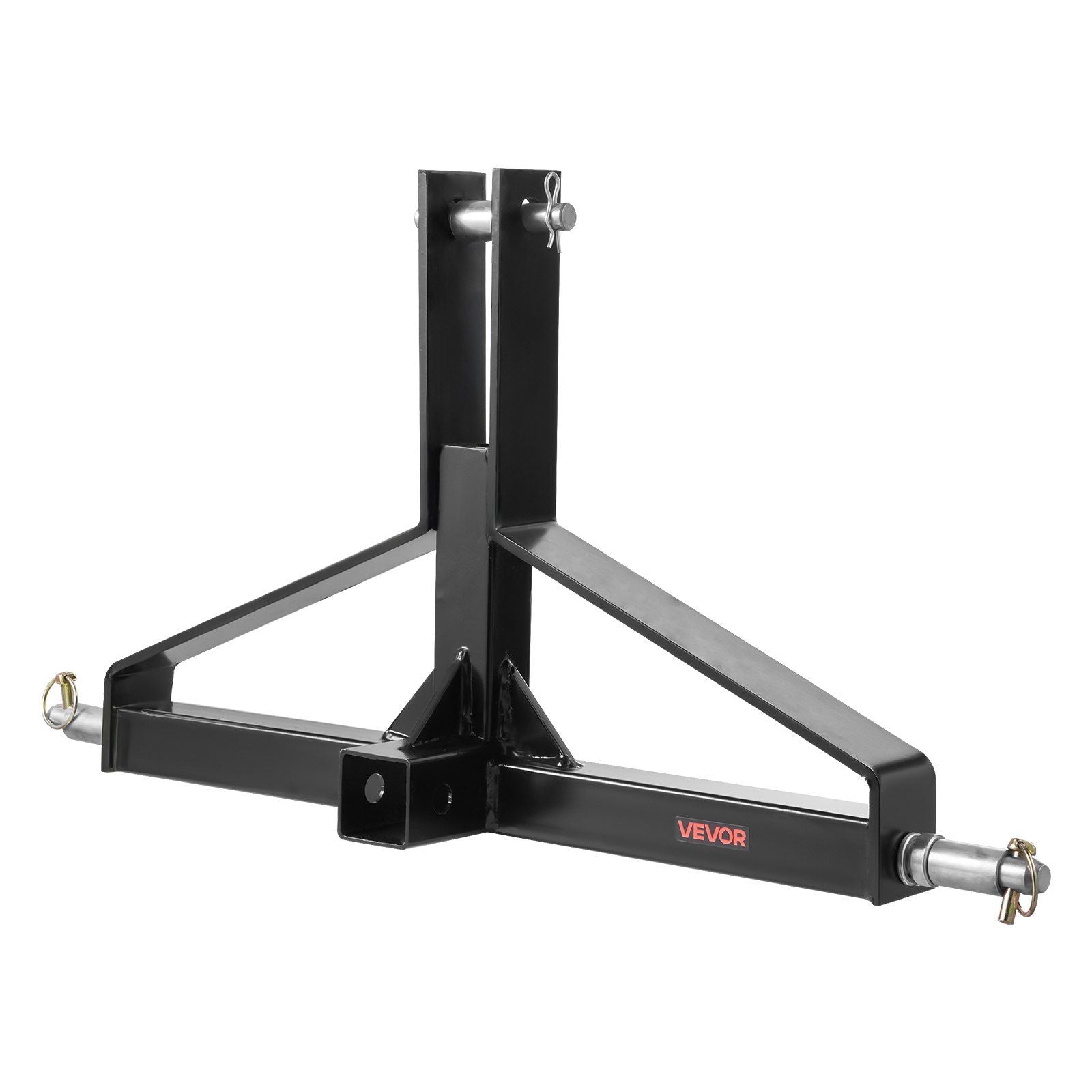 VEVOR 3-point trailer hitch with 2 in receiver, black steel frame and mounting brackets