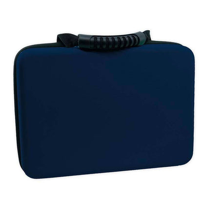 Blue large battery storage case with zipper and handle strap