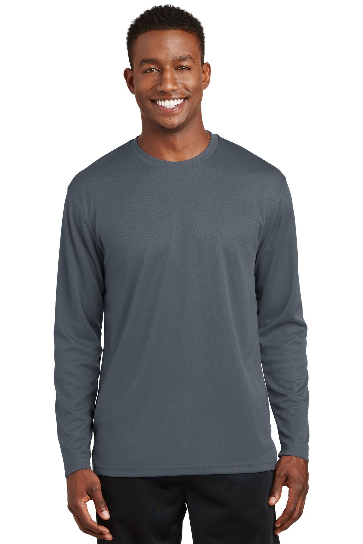 Long-sleeve Dri-Mesh t-shirt, steel blue, crew neck and long sleeves