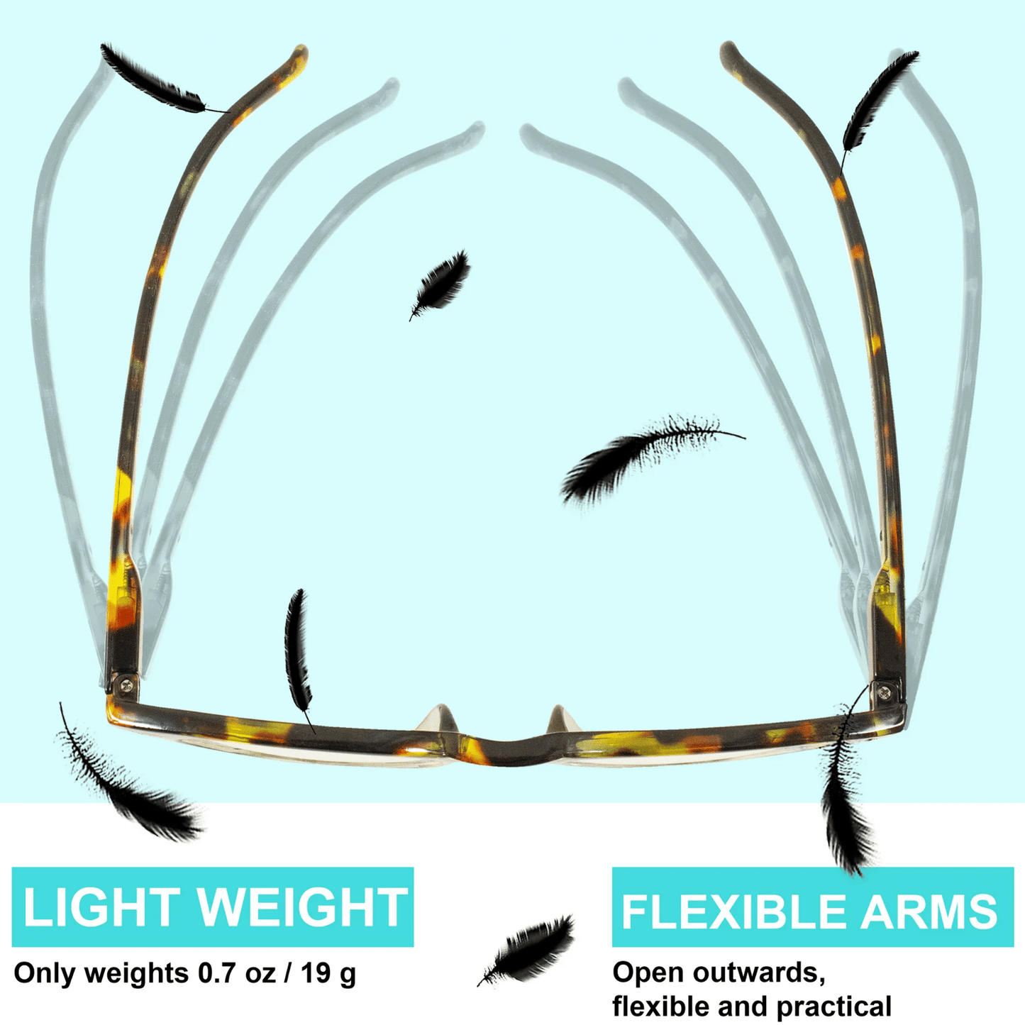Round reading glasses shown with flexible temples and lightweight frame design