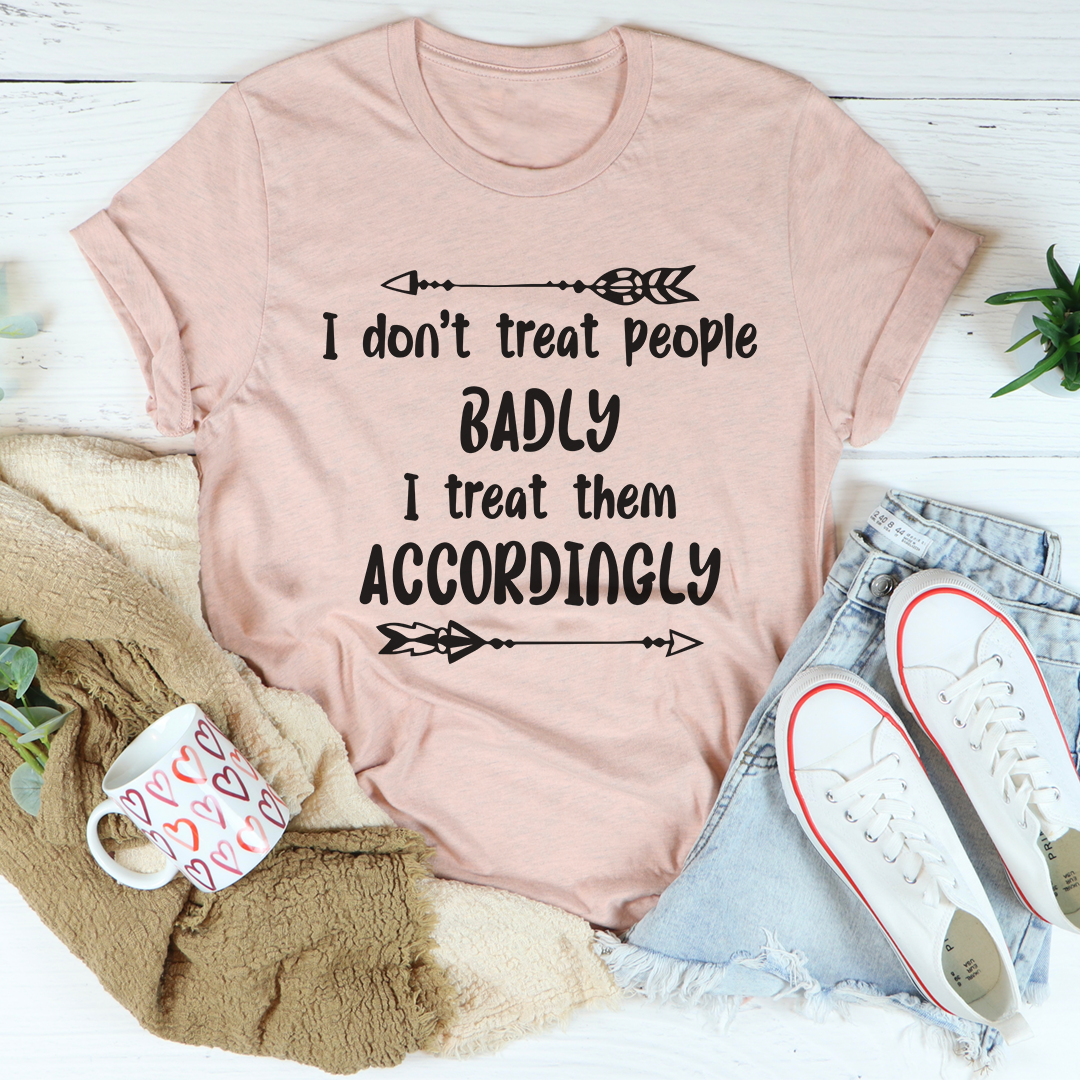 Blush pink crewneck T-shirt with centered black quote text graphic
