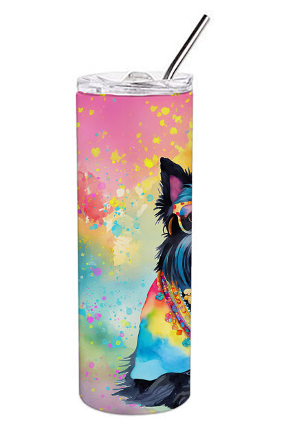Scottish Terrier Hippie Dawg Stainless Steel Skinny Tumbler Vacuum Double Walled Reusable Insulated Tumbler Travel Cup for Coffee Cocktails Gift with Lid, 20 oz