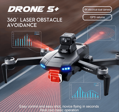 DRONE S+ 6K Electric Tuning Dual-Camera Drone with 360° Laser Obstacle Avoidance, GPS Automatic Return, Perfect Aerial Photography Tool for Beginners with Zero Threshold