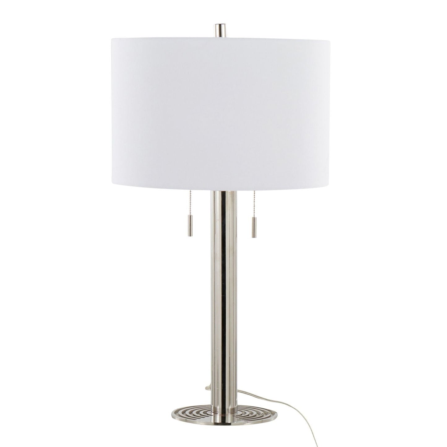 Master 29" Contemporary Metal Table Lamp in Polished Nickel and White Linen Shade from Grandview Gallery by - Set of 2
