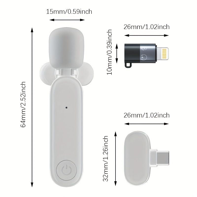 Wireless Lavalier Microphone For IPhone IPad USB C Smartphone Laptop; Plug And Play Noise Reduction Lapel Mic For TikTok YouTube Facebook Live Stream Vlog Video Recording