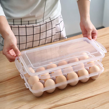 2Pcs Egg Holder Stackable Plastic Egg Storage Box Egg Rack for Refrigerator with 18 Cavity Per Container Dishwasher Safe