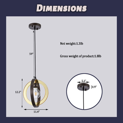 1-Light Matte Antique Bronze Chandelier(Bulb Not Included)