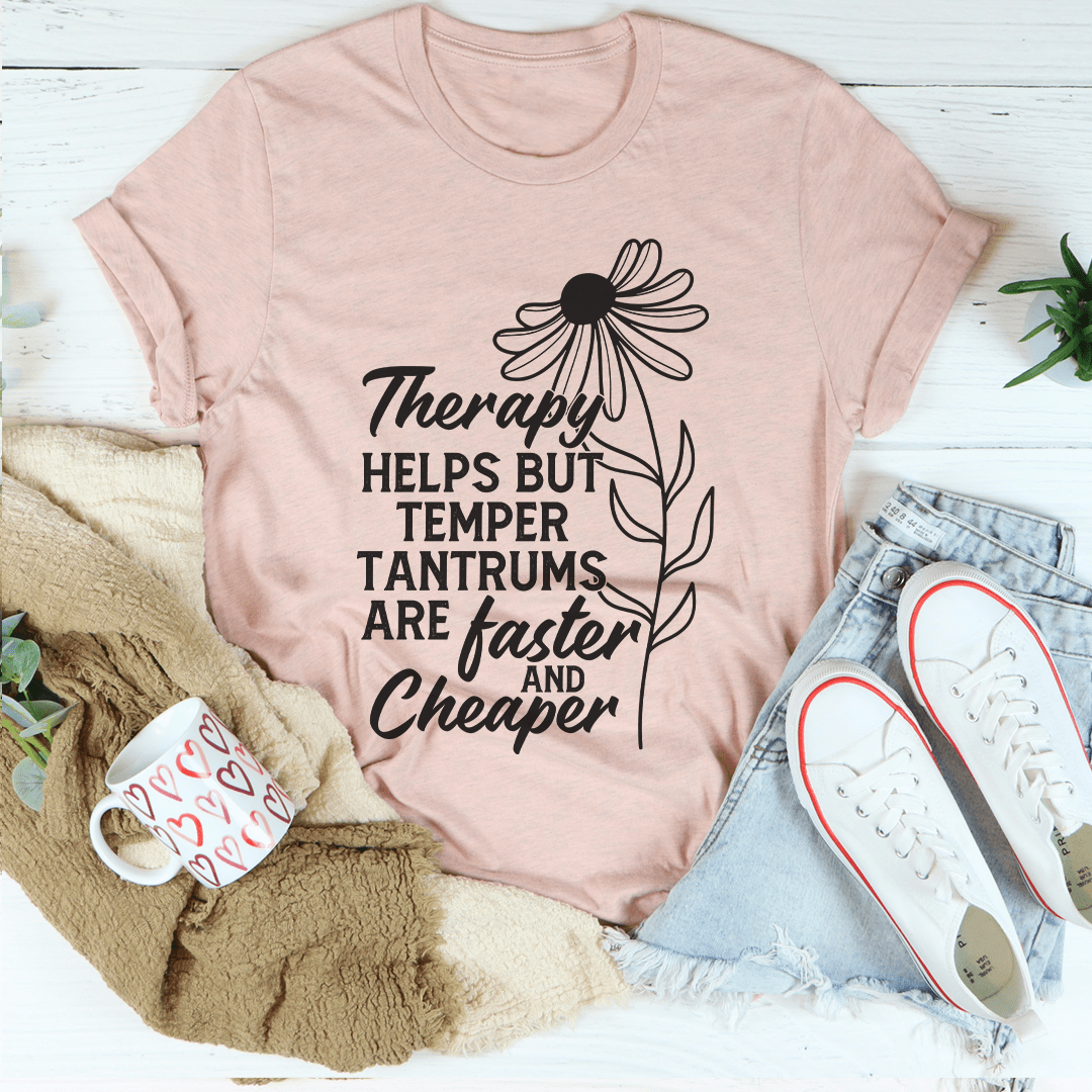 Mauve pink graphic T-shirt with flower and slogan text, crew neck, short sleeves