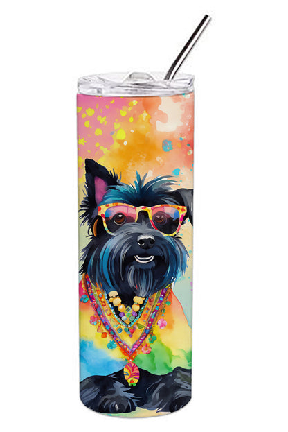 Scottish Terrier Hippie Dawg Stainless Steel Skinny Tumbler Vacuum Double Walled Reusable Insulated Tumbler Travel Cup for Coffee Cocktails Gift with Lid, 20 oz