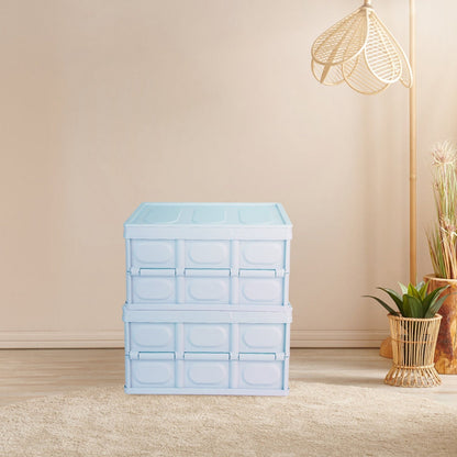 Collapsible Storage Bins With Dustproof Lid Waterproof Interior Bag Handle Stackable Storage Box Container Utility Organizer Crate For Camping Fishing Living Room