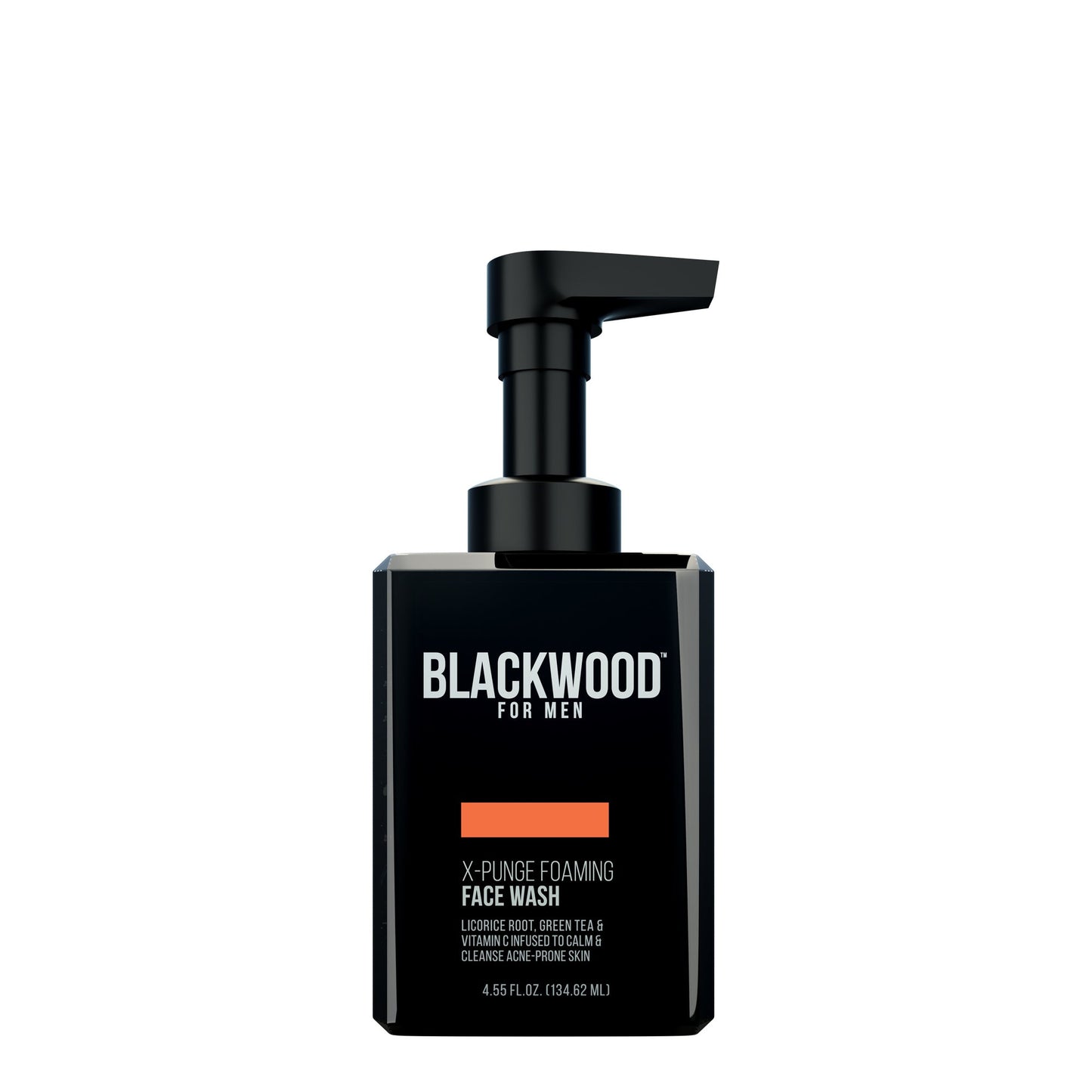 Foaming face wash pump bottle, Blackwood X-Punge, front label