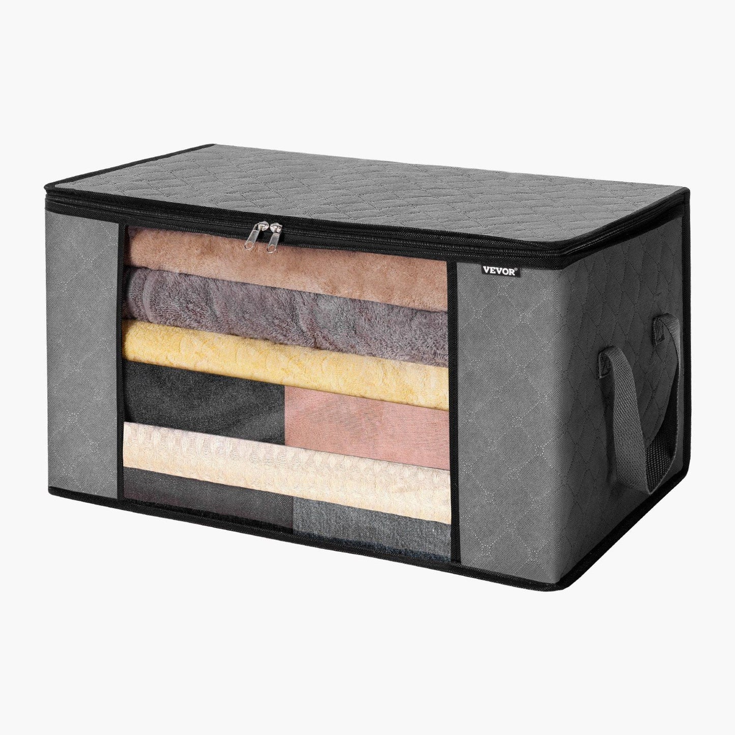 VEVOR foldable storage bag in grey with clear side window, handles, and zipper