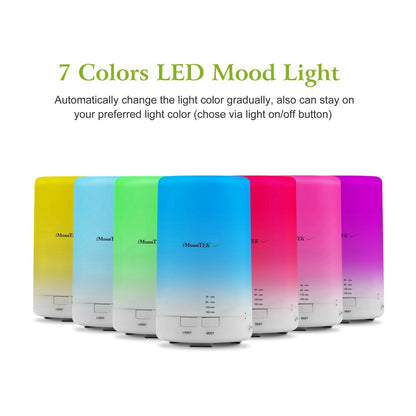 Set of white LED aroma diffusers displaying multiple colored light modes