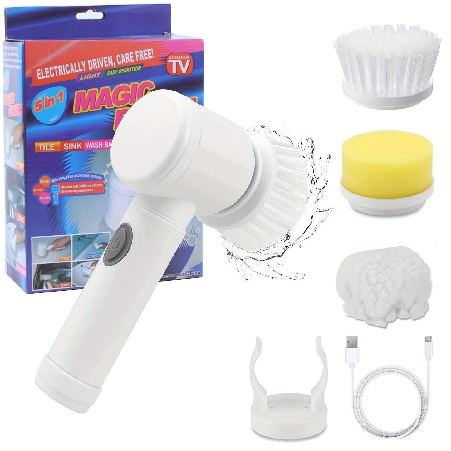 ZaneForest Electric Spin Scrubber, Electric Cleaning Brush With 3 Brush Heads, Bathroom Rechargeable Scrub Brush,Shower Scrubber For Cleaning Wall/Bathtub/Toilet/Window/Kitchen/Sink/Dish/Grout