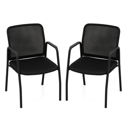 Waiting Room Chair Set of 2 Office Guest Chairs with Ergonomic Mesh Backrest