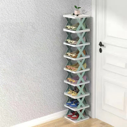 9Tier Narrow Entryway Shoe Rack Free Standing Vertical Shoe Organizer Plastic Shoes Storage Shelf Closet Hallway