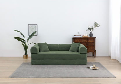 Foldable Sofa Bed, 77.9'' Folding Floor Couch, Compressed Convertable Sleeper Sofa, Memory Foam Couch with Pillow Back Support Armrest, 4-in-1 Futon Sofa Bed for Living Room, Army green