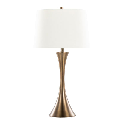Lenuxe 29" Contemporary Metal Table Lamp in Matte Golden Bronze with Off-White Linen Shade from Grandview Gallery by - Set of 2