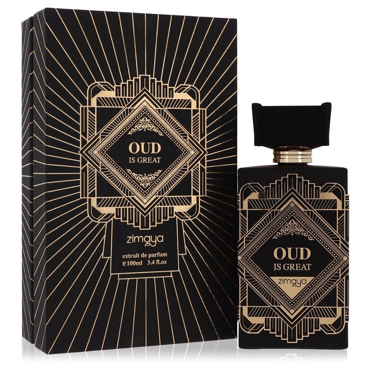Eau de parfum spray set with black-and-gold box and bottle featuring OUD label
