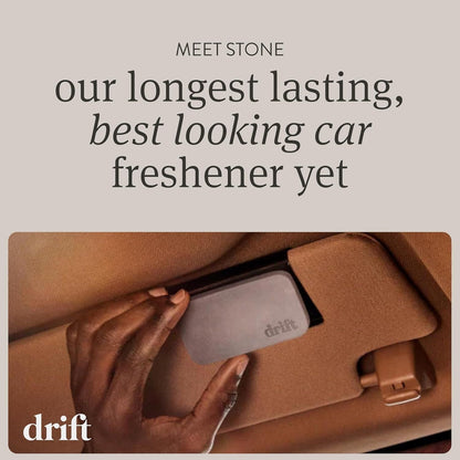 Car Air Freshener - Stone Air Freshener Car Odor Eliminator - Long Lasting Scent - Auto Accessories - Metal Clip - Essential Oils - Clean Ingredients - Amber Scent Starter Kit