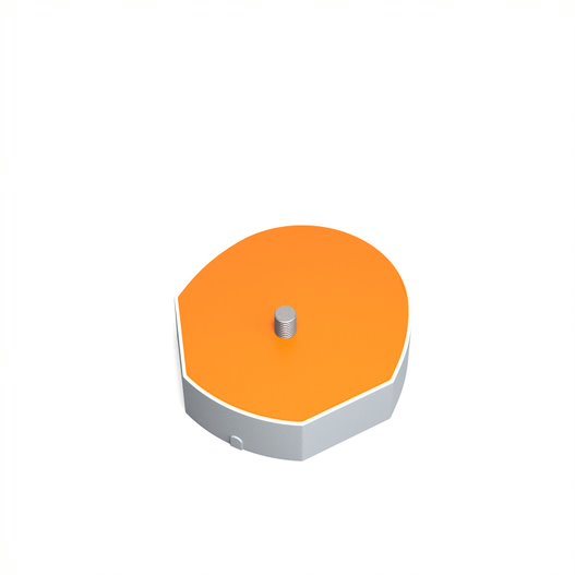 Single head attachment with orange top pad and metal mounting stud