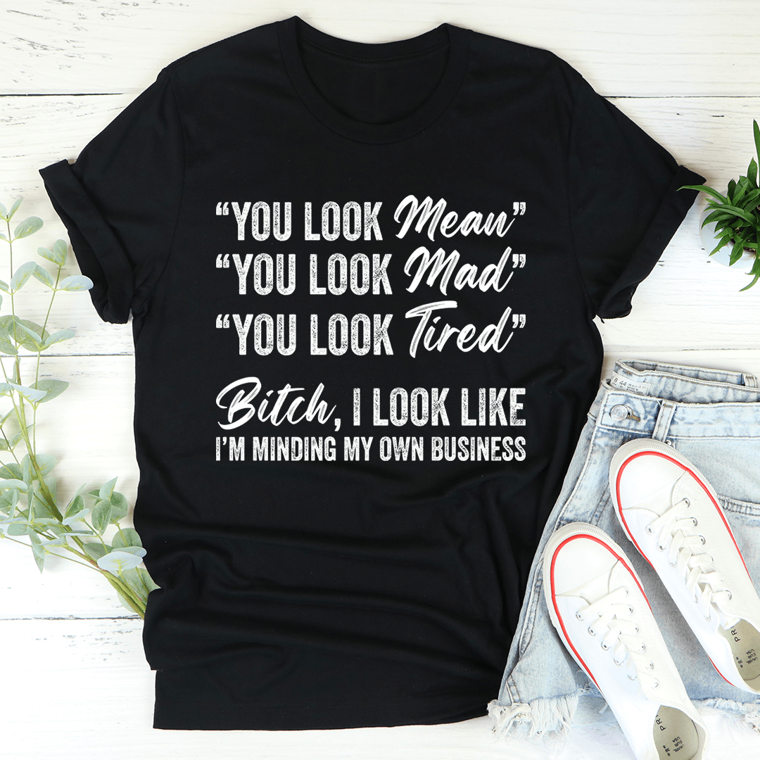 Black graphic T-shirt with bold front text print, crew neck short sleeves