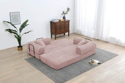 Foldable Sofa Bed, 77.9'' Folding Floor Couch, Compressed Convertable Sleeper Sofa, Memory Foam Couch with Pillow Back Support Armrest, 4-in-1 Futon Sofa Bed for Living Room, Army green
