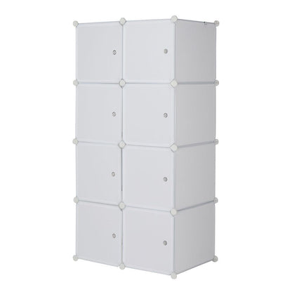 8 Cube Organizer Stackable Plastic Cube Storage Shelves Design Multifunctional Modular Closet Cabinet with Hanging Rod RT