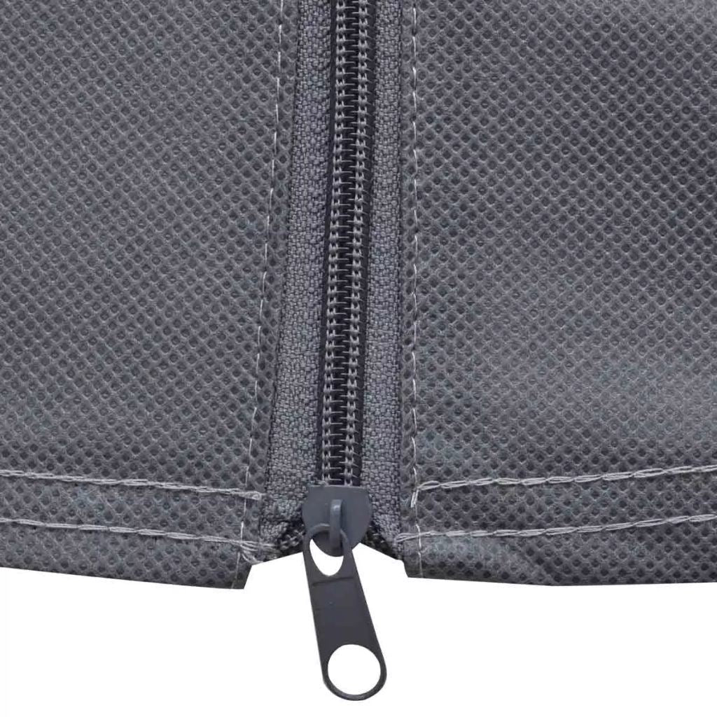 Gray caravan cover zipper with pull tab and textured fabric