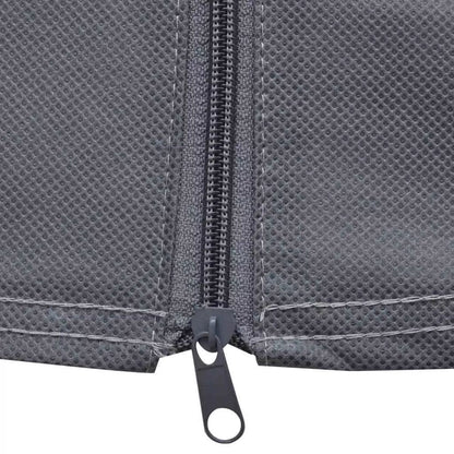 Gray caravan cover zipper with pull tab and textured fabric