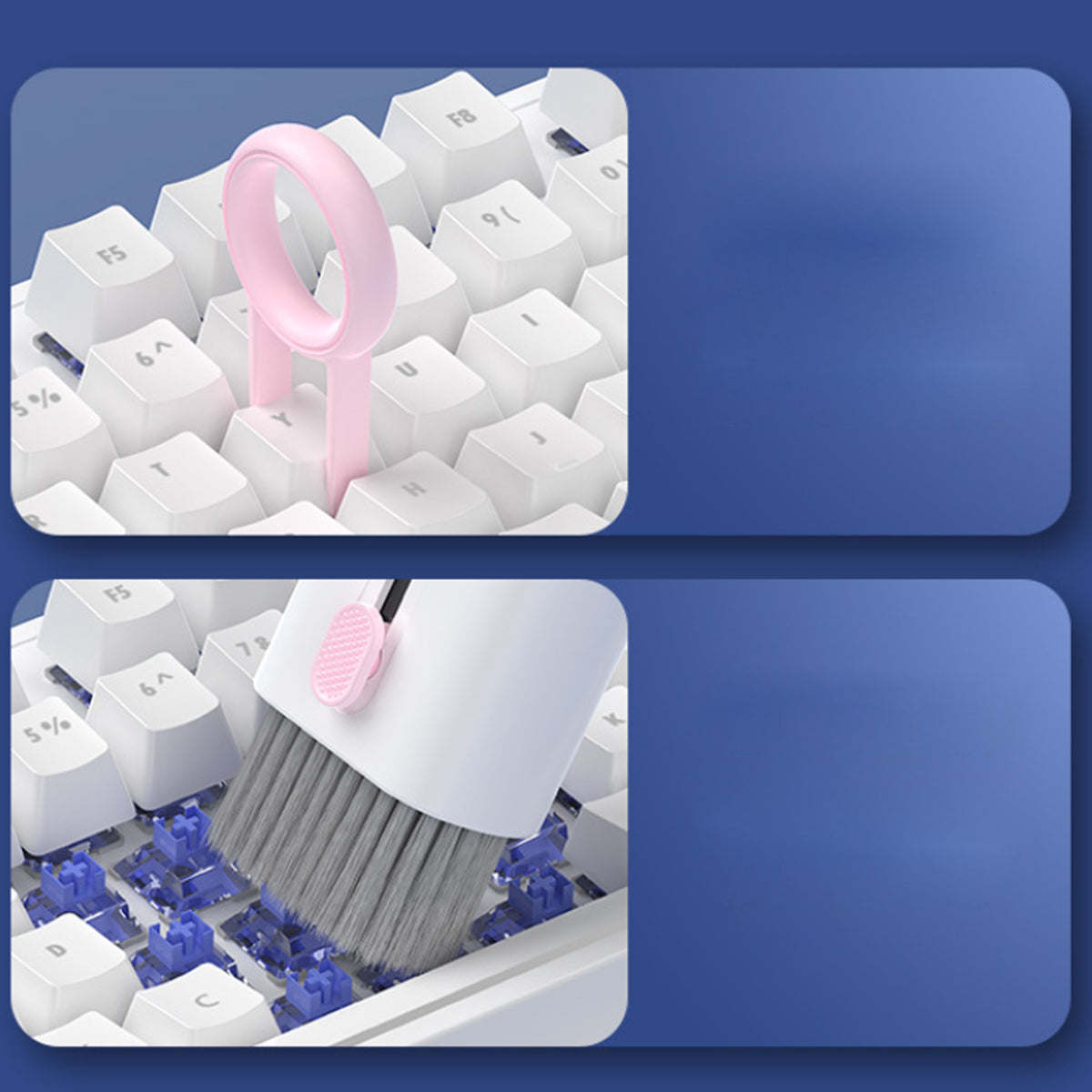 Pink brush ring accessory of a keyboard cleaning tool