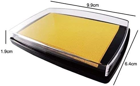 Yellow washable ink stamp pad in a black plastic case with clear lid