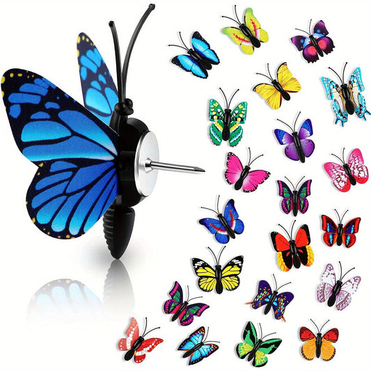 Butterfly push pins set with large blue butterfly tack and colorful butterfly designs