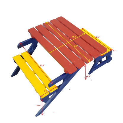 KID'S MULTI-FUNCTIONAL ARM CHAIR;  TABLE+ 2 BENCHES; All-in-one