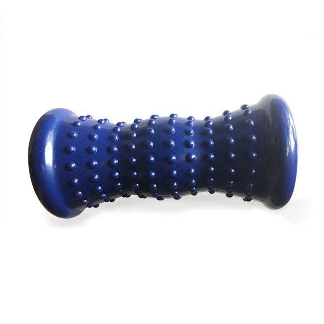 Blue foot massager roller with raised nubs for massaging feet