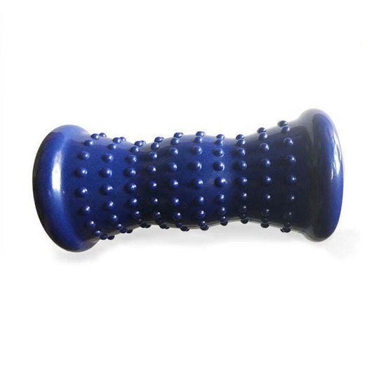 Blue foot massager roller with raised nubs for massaging feet