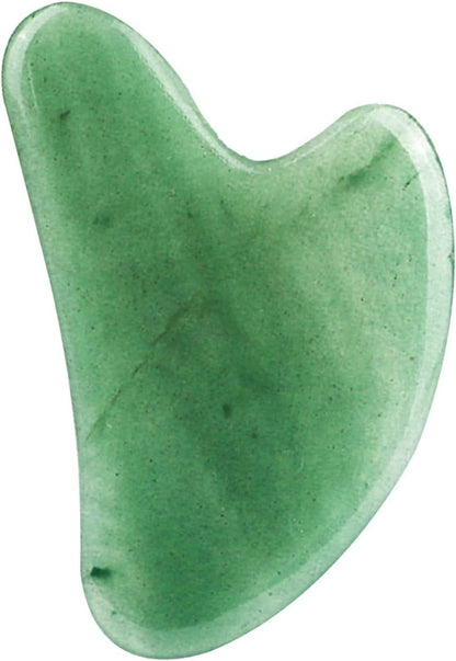 Green gua sha stone with curved polishing edge
