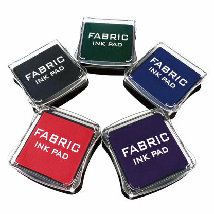Fabric ink pad set of five square pads: green, blue, purple, red, and navy