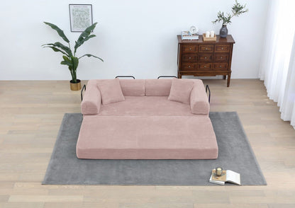 Foldable Sofa Bed, 77.9'' Folding Floor Couch, Compressed Convertable Sleeper Sofa, Memory Foam Couch with Pillow Back Support Armrest, 4-in-1 Futon Sofa Bed for Living Room, Army green