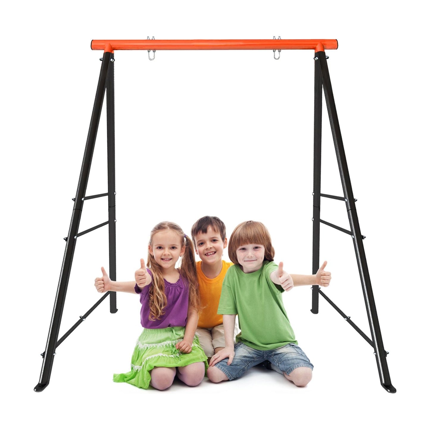Metal Swing Stand Swing Sets for Backyard,Powder Coated Swing Frame of Swing Set with Extra Side Bars,880 Lbs Heavy-Duty A-Frame Outdoor Swing Fits Swing Chair,Porch Swing