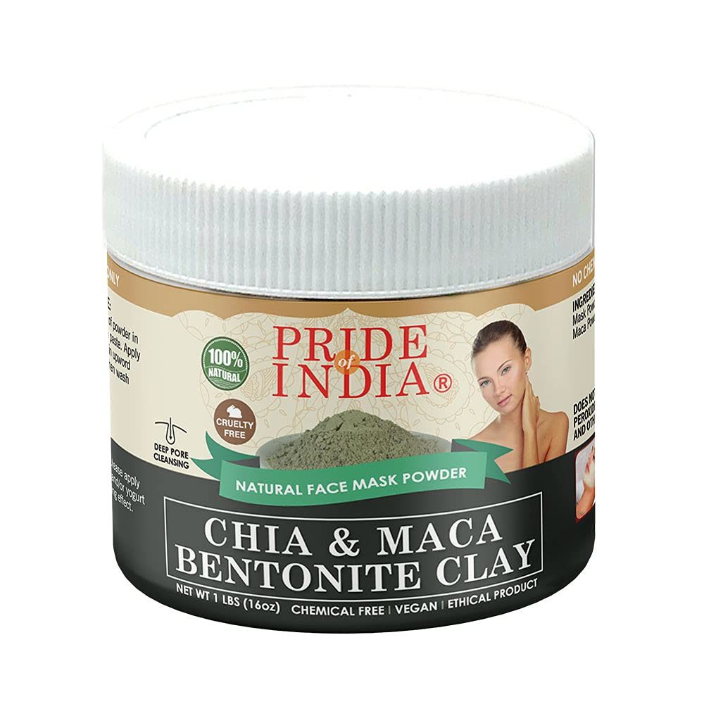 Bentonite clay face mask powder jar with white ribbed lid