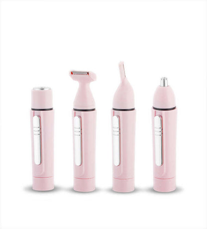 Pink multi-attachment grooming wand set with four included heads